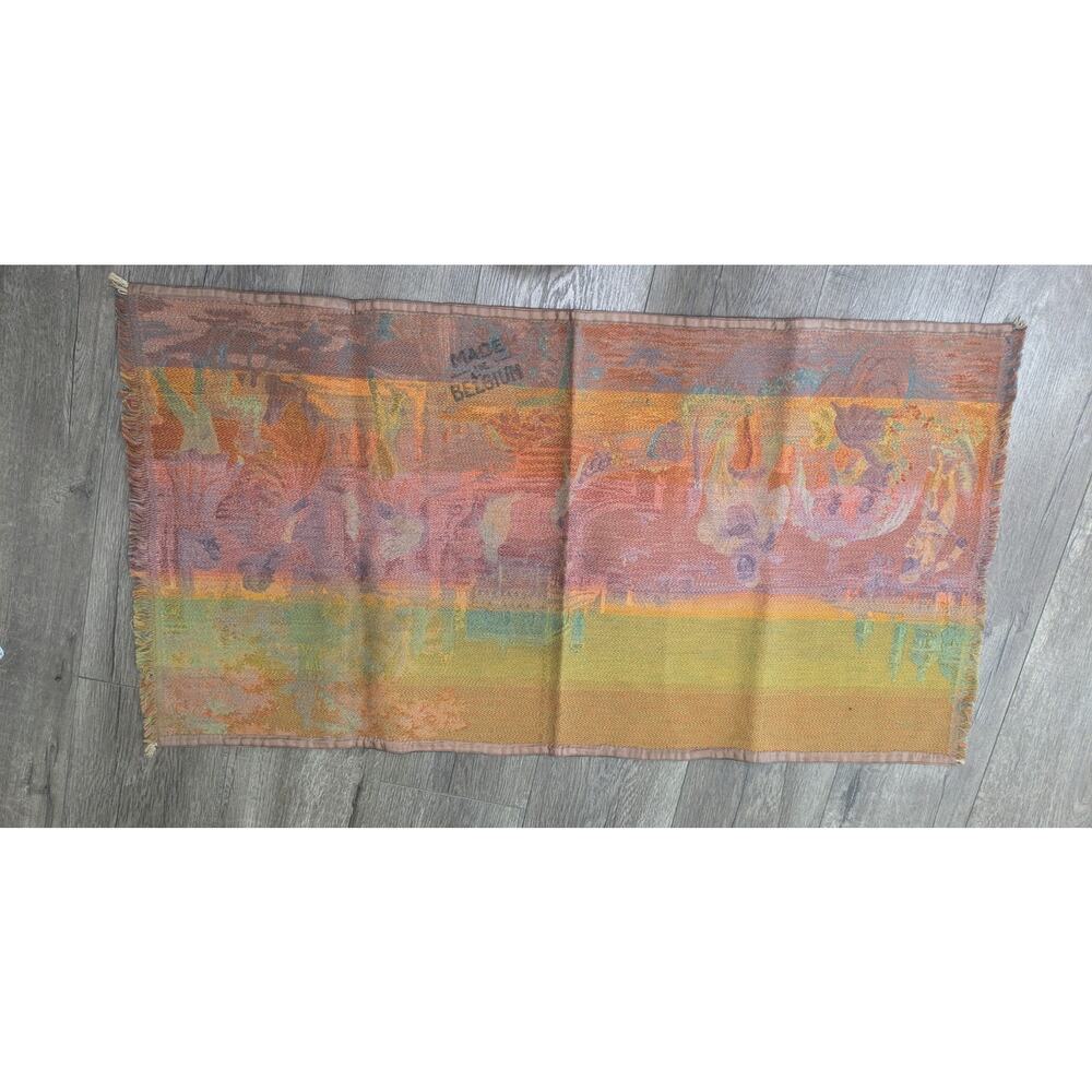 Vintage Belgian Woven Tapestry Venice Canal Gondola Scene Made in Belgium 36x36 - Picture 7 of 16